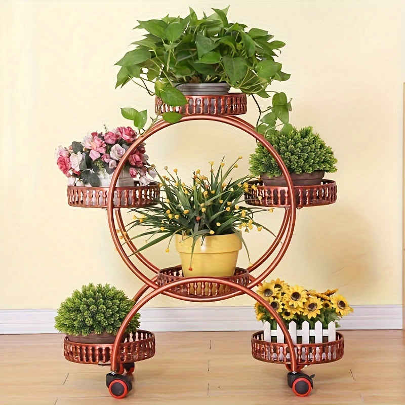Round Plant Stands Indoor, Black, White & Copper