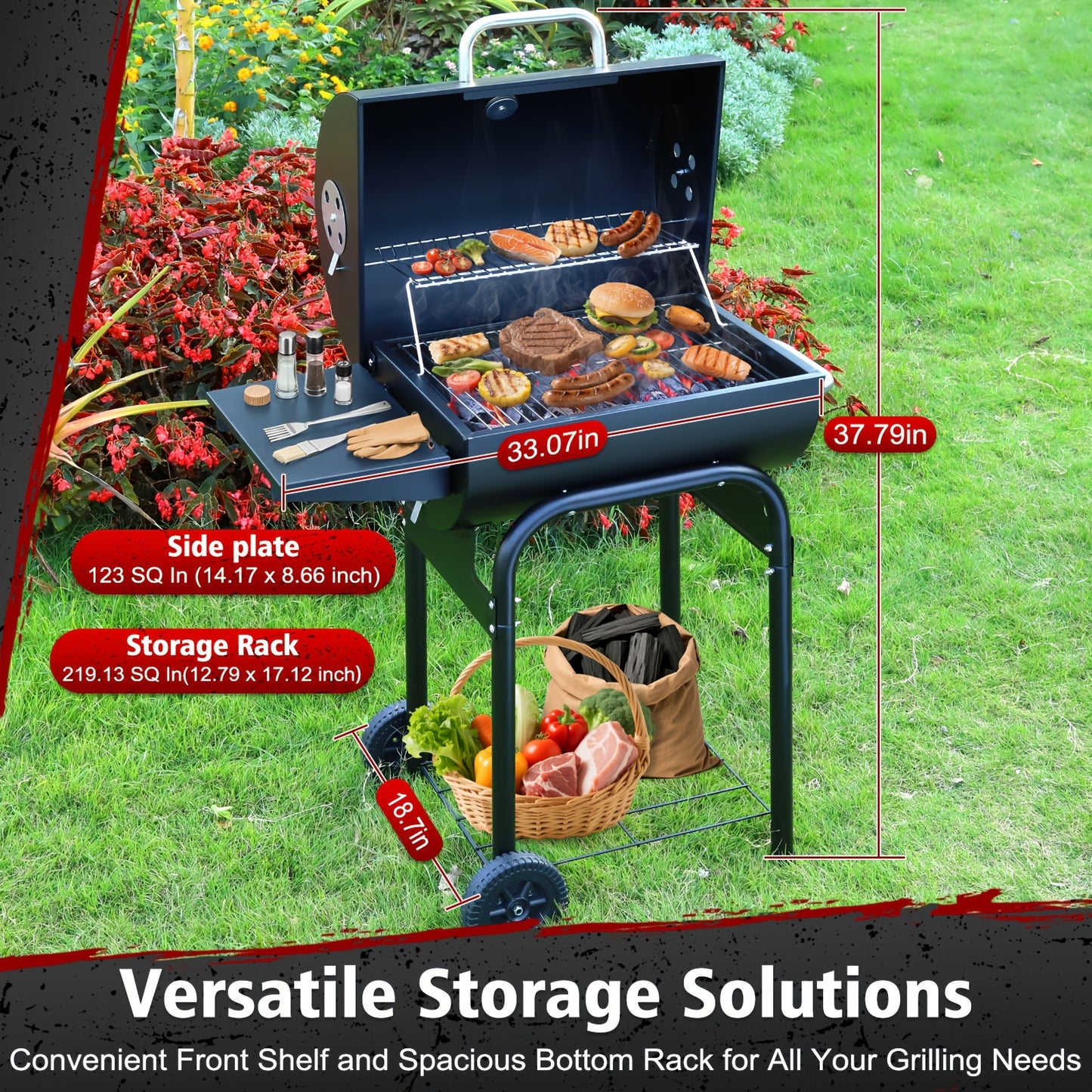 Charcoal BBQ Grill with Smoker