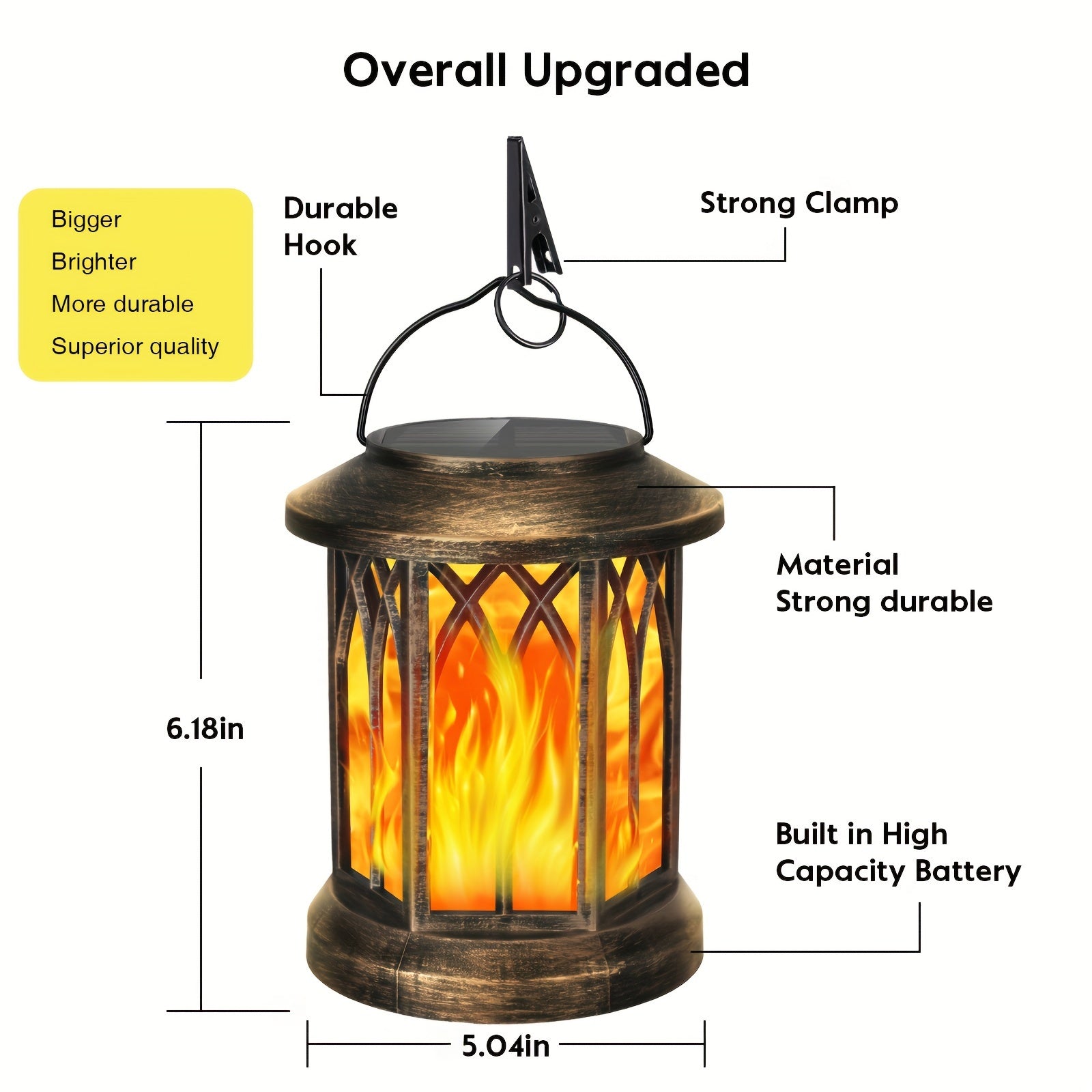 2 Pcs Solar Lanterns with Flickering Flame