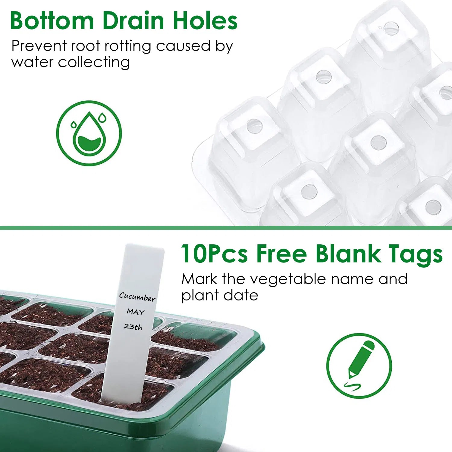 10 Pcs Seedling Tray, Seedling Tray with Dome