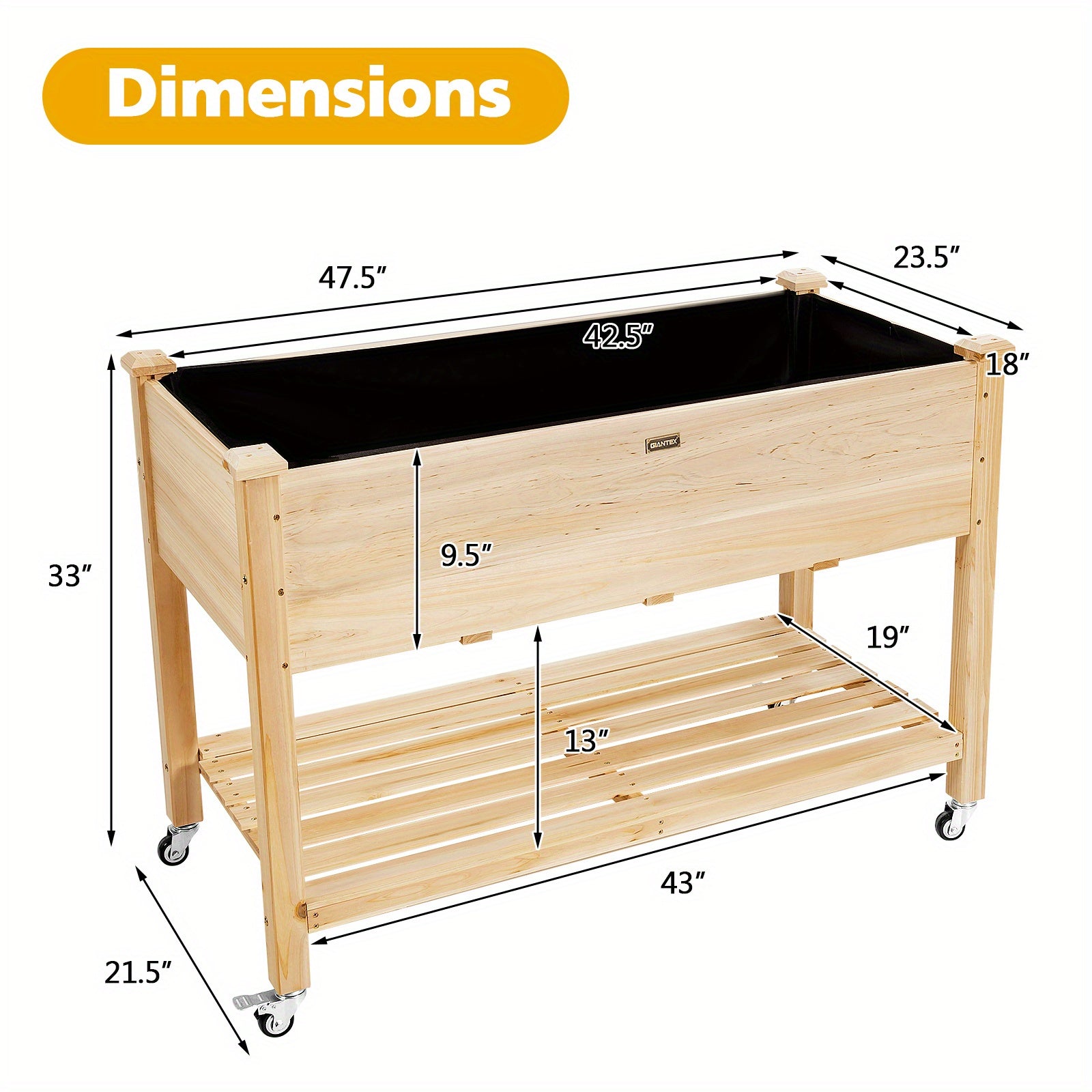 Wooden Planter Box with Wheels