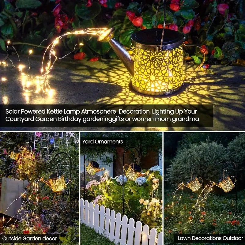 2 Pcs Solar Watering Can with Cascading Lights