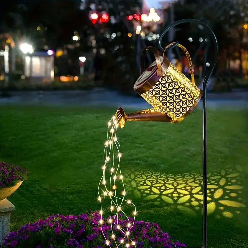 2 Pcs Solar Watering Can with Cascading Lights