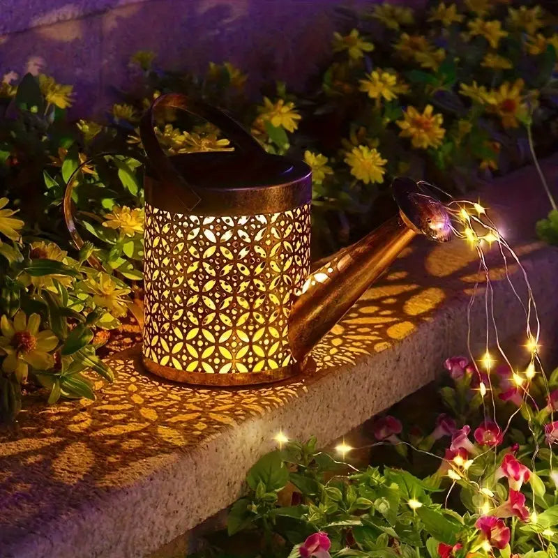 2 Pcs Solar Watering Can with Cascading Lights