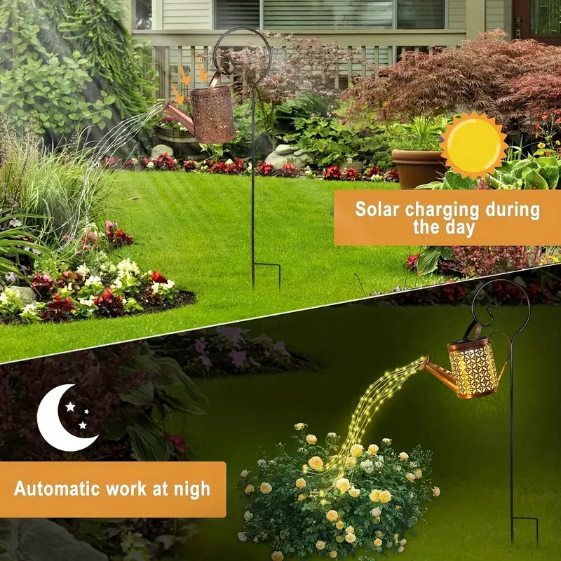 2 Pcs Solar Watering Can with Cascading Lights