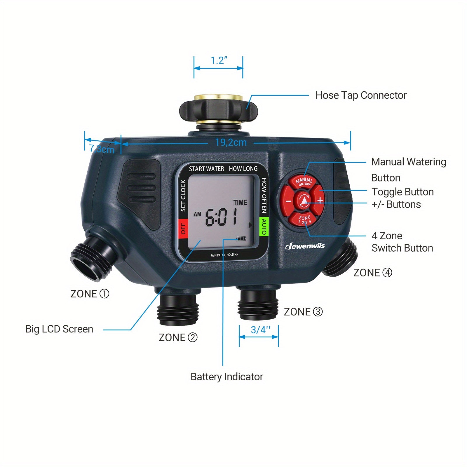 4-Zone Programmable Water Timer