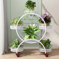 Round Plant Stands Indoor, Black, White & Copper
