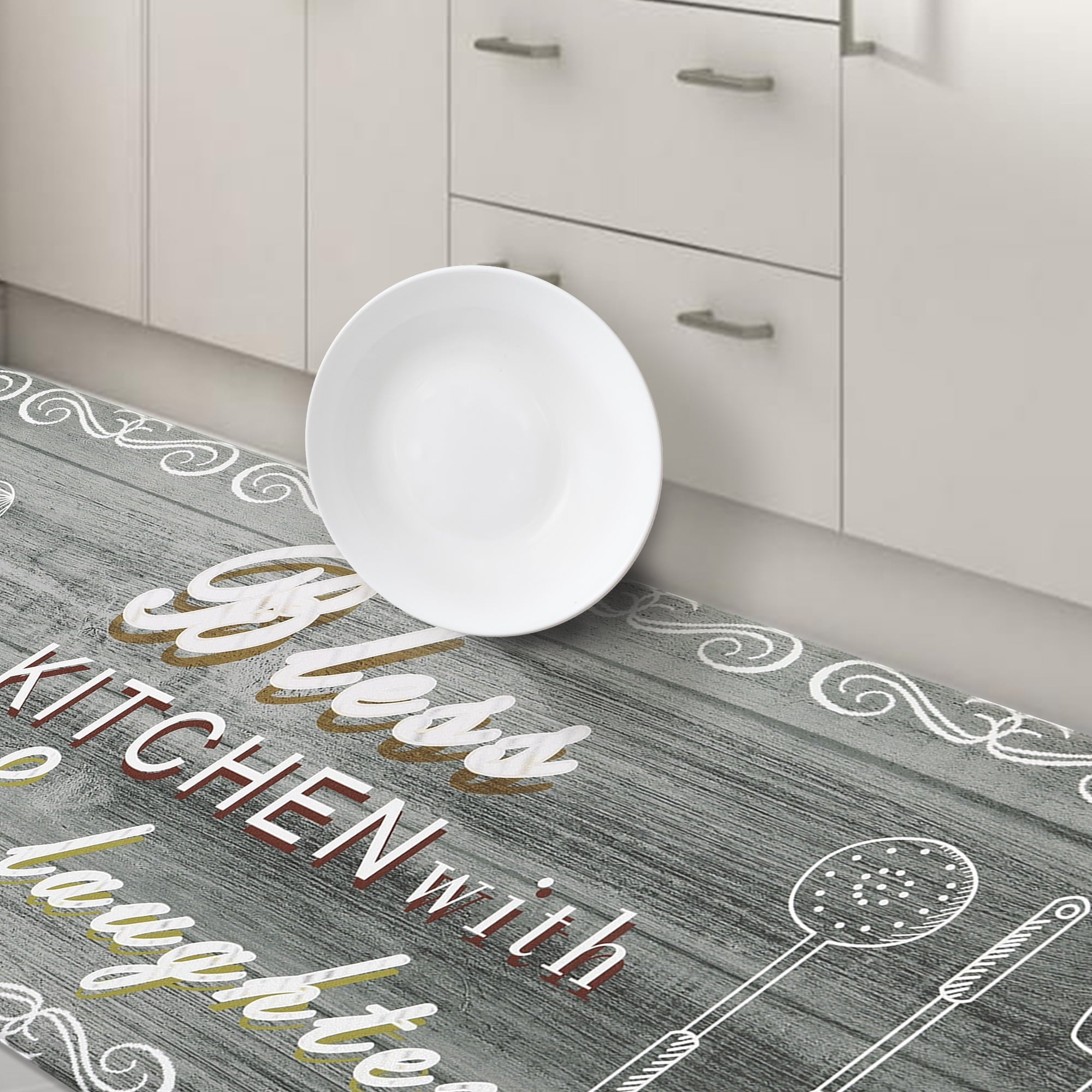 2 Pcs Decorative Kitchen Mats Anti Fatigue