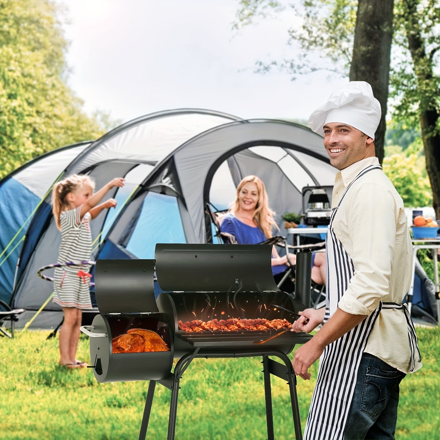 Charcoal BBQ Grill Large with Wheels