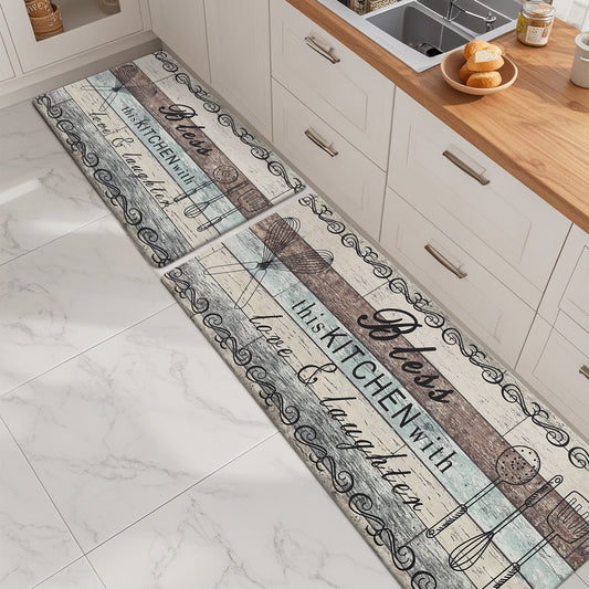 2 Pcs Decorative Kitchen Mats Anti Fatigue