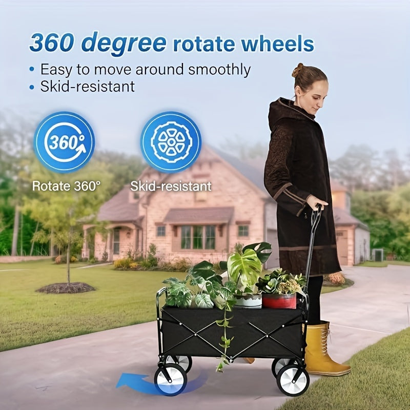 Rolling Garden Cart With 360 Degree Swivel Wheels