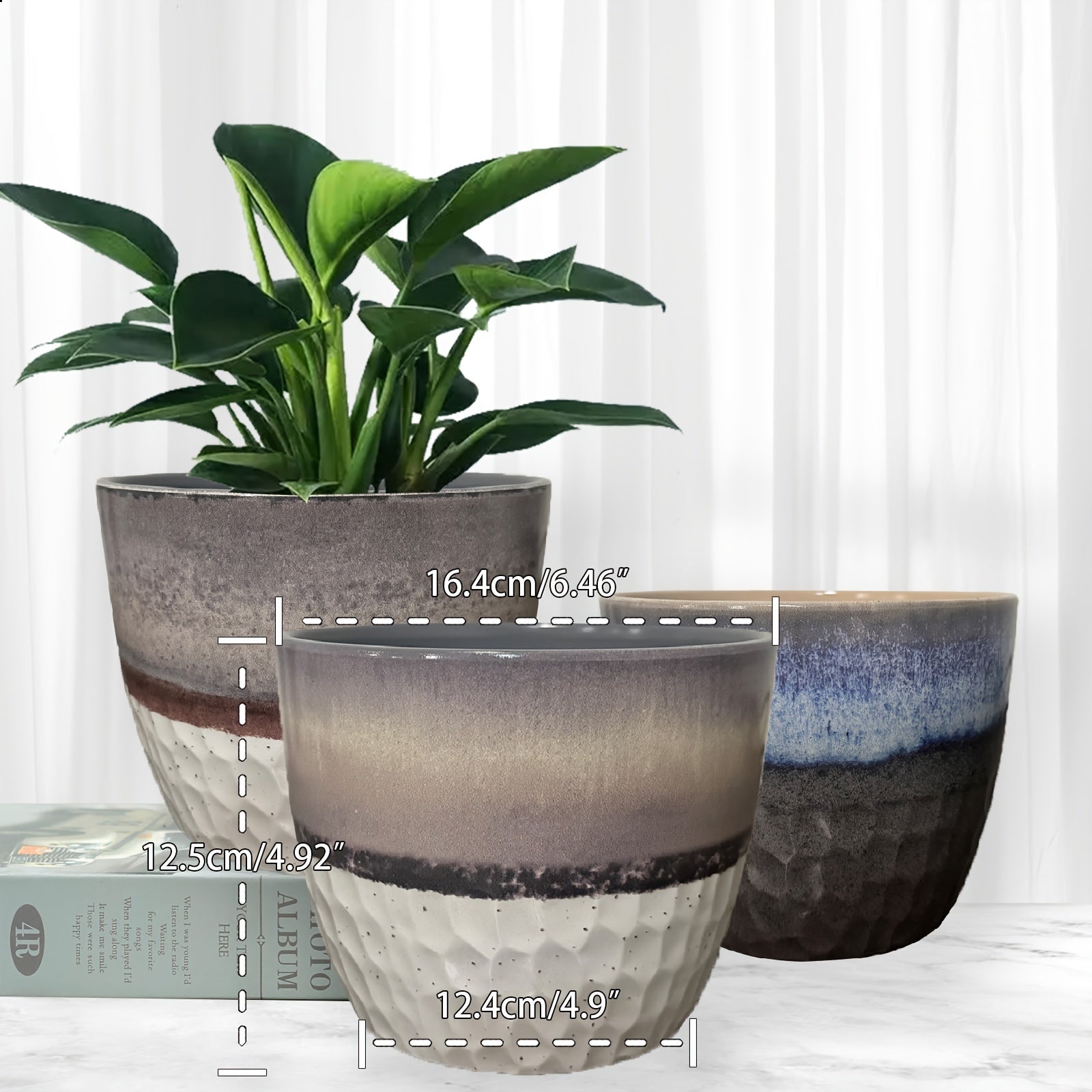 3 Pcs Round Plant Pots