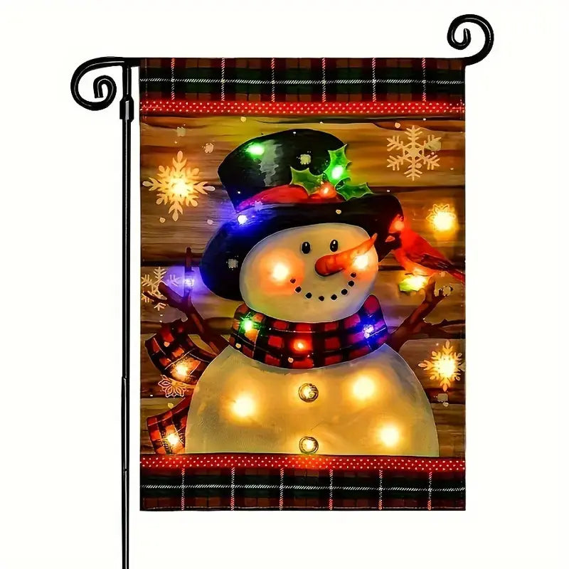 2 Pcs Christmas Flag for Garden with Solar LED Lights