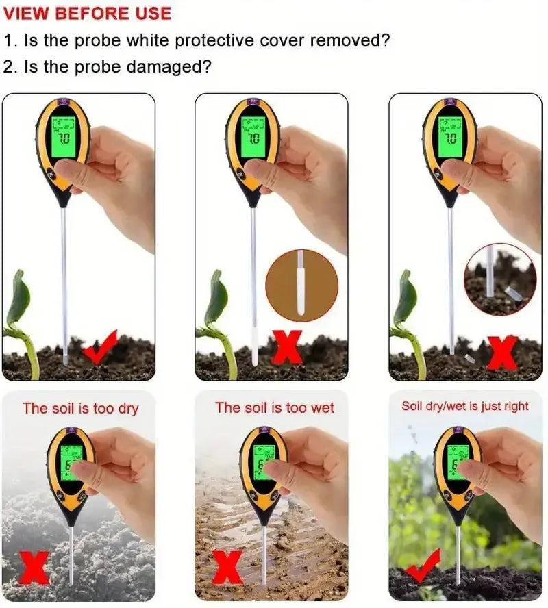 2 Pcs Digital Soil pH Meter