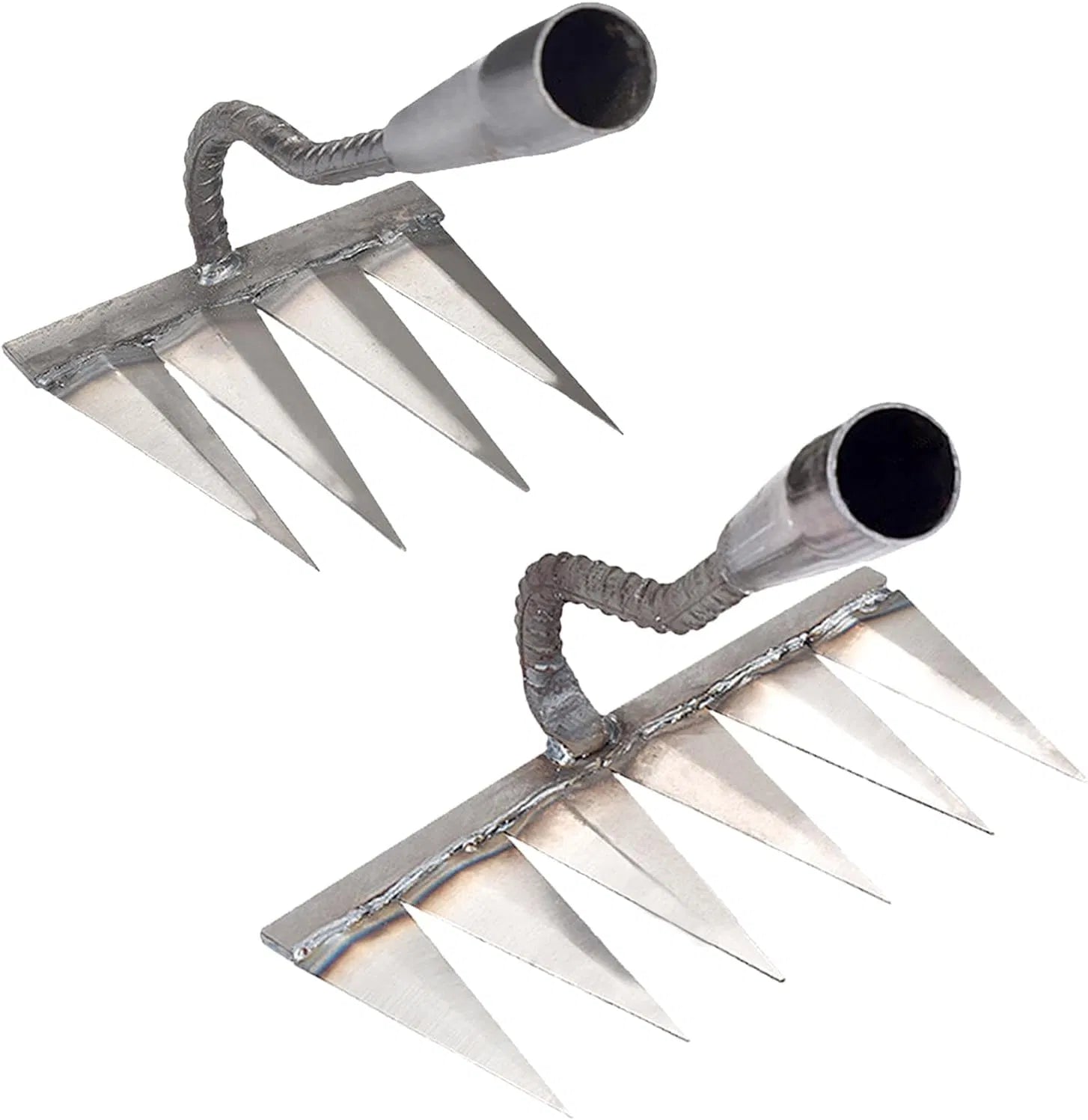 2 Pcs Iron Rakes 4 and 6 Tines