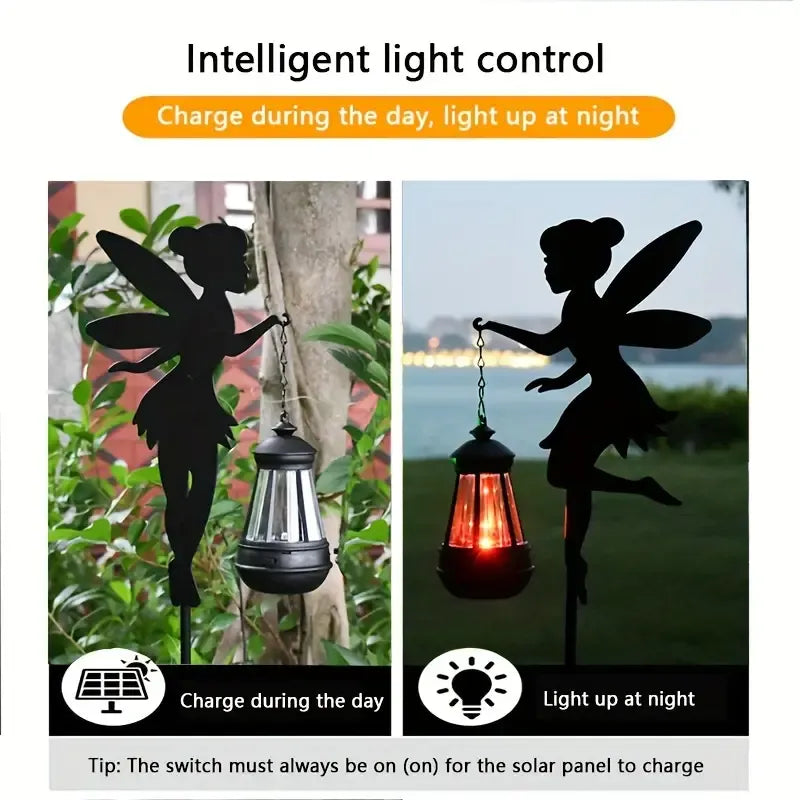 Left and Right Garden Fairies with Solar Lights