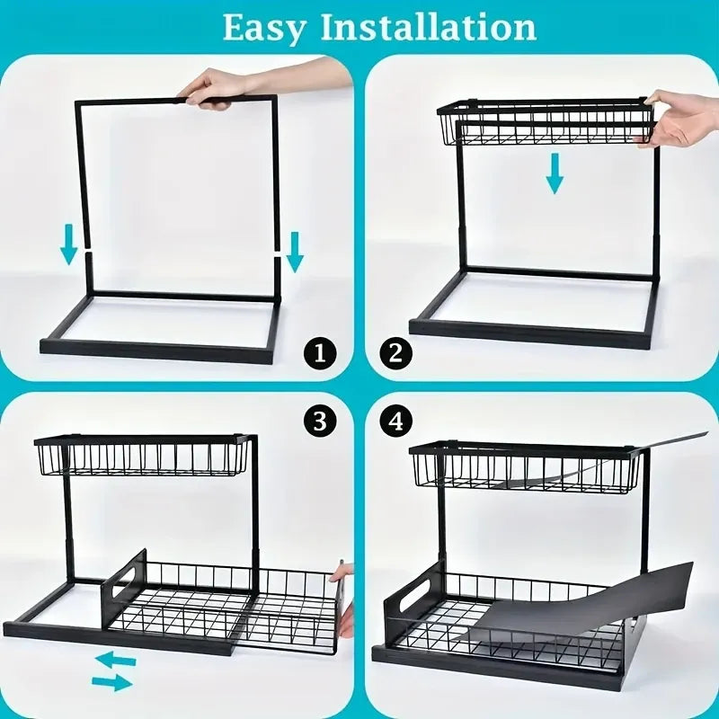 2 Pcs Pull Out Under Sink Organizer