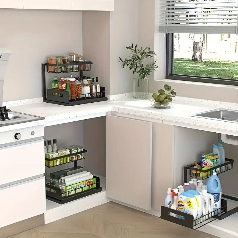2 Pcs Pull Out Under Sink Organizer