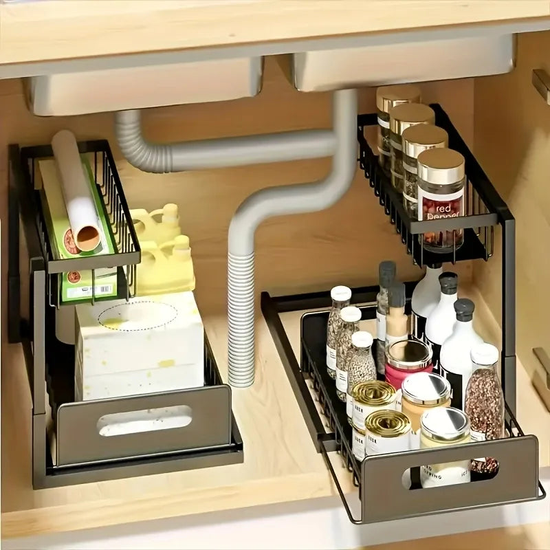 2 Pcs Pull Out Under Sink Organizer