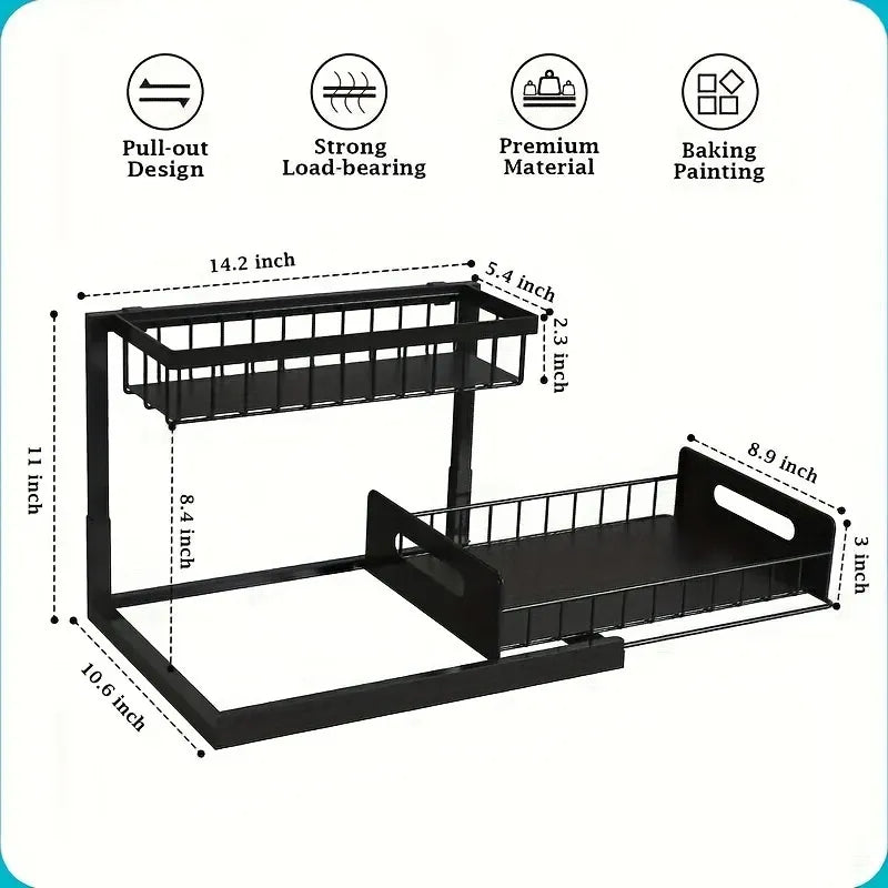 2 Pcs Pull Out Under Sink Organizer