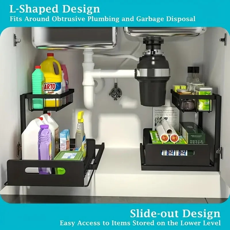 2 Pcs Pull Out Under Sink Organizer
