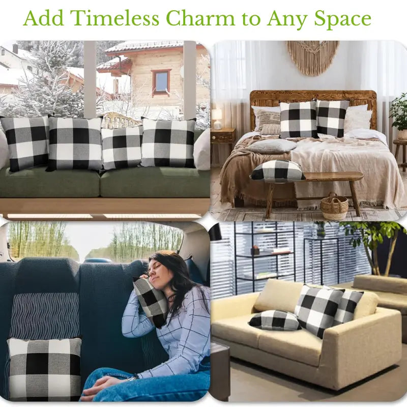 2 Pack Plaid Throw Pillow Covers