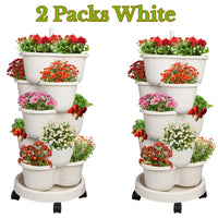 5 Tier Stackable Planters White and Green