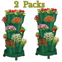 5 Tier Stackable Planters White and Green