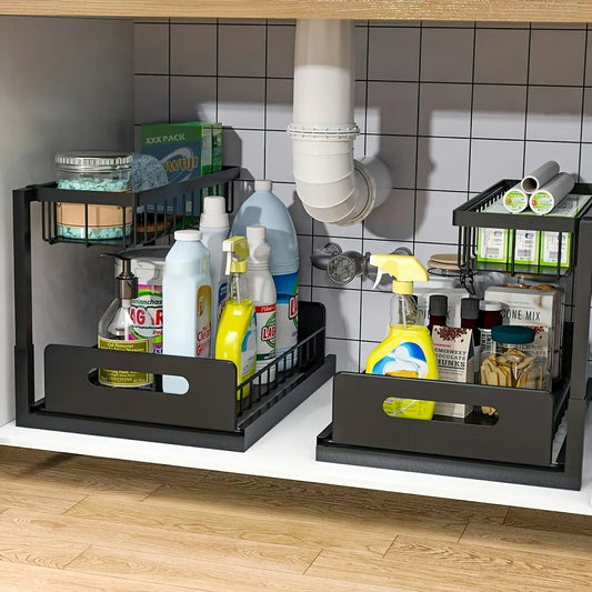 2 Pcs Pull Out Under Sink Organizer