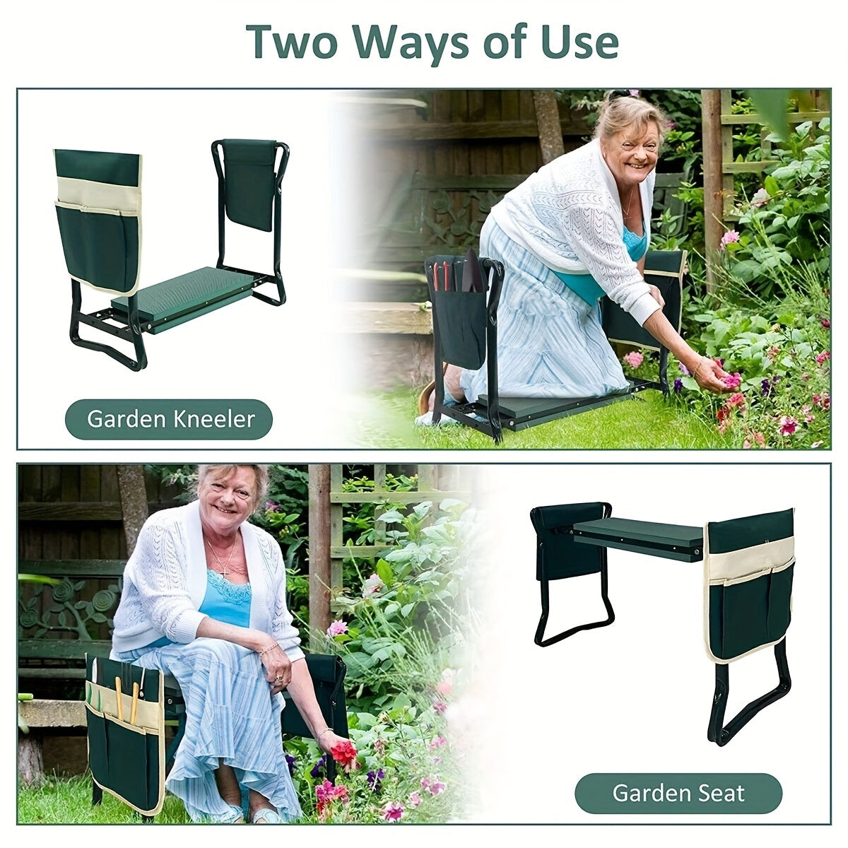 Foldable Heavy Duty Garden Kneeler and Seat