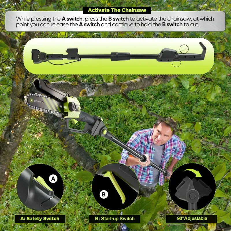 2 in 1 Cordless Pole Pruning Chainsaw