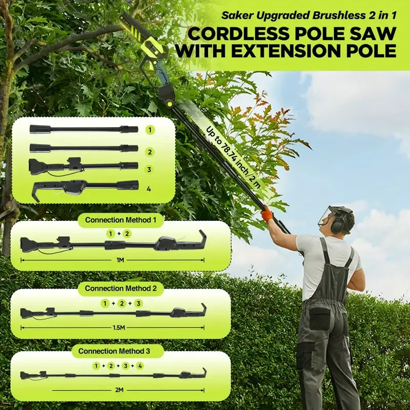 2 in 1 Cordless Pole Pruning Chainsaw