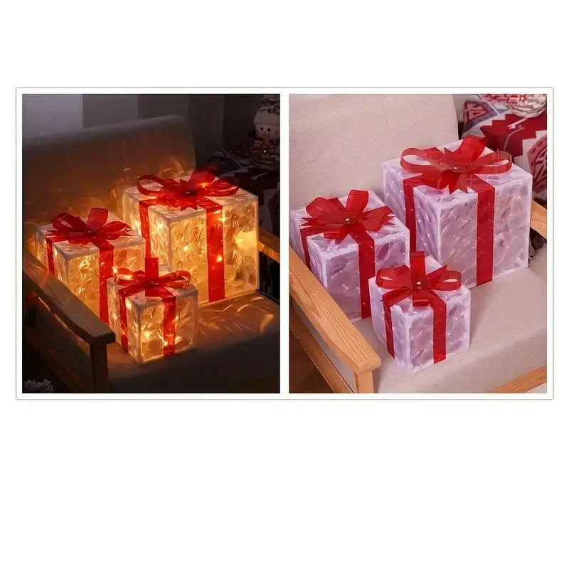 3 Pcs Christmas Gift Box Decor