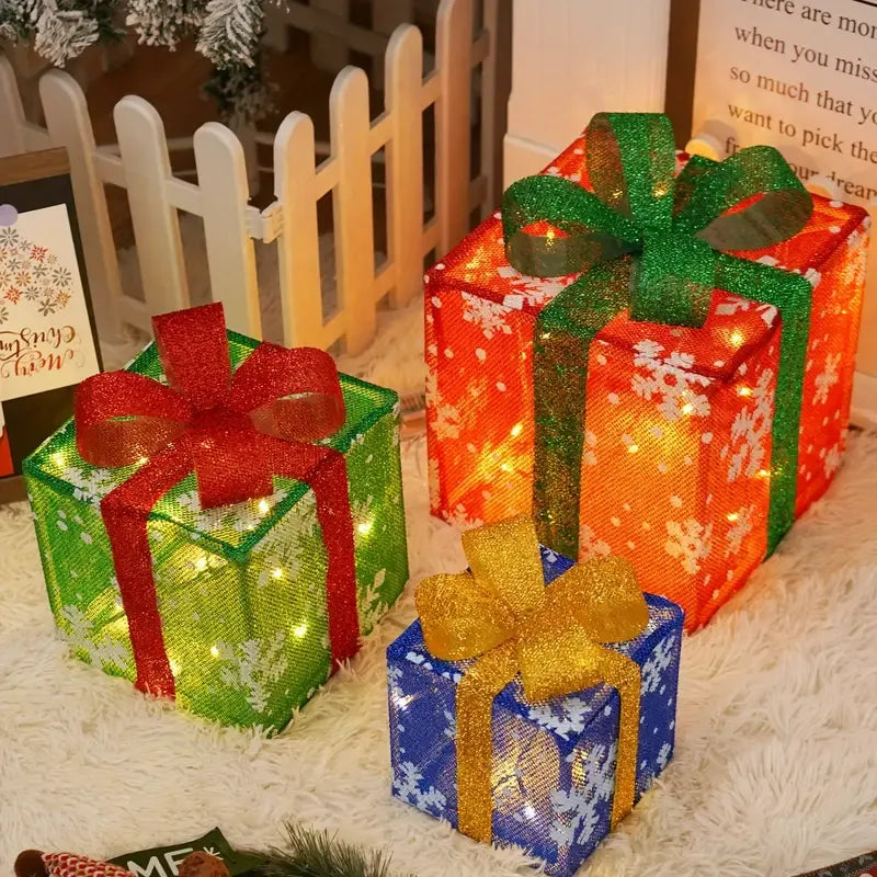 3 Pcs Christmas Gift Box Decor