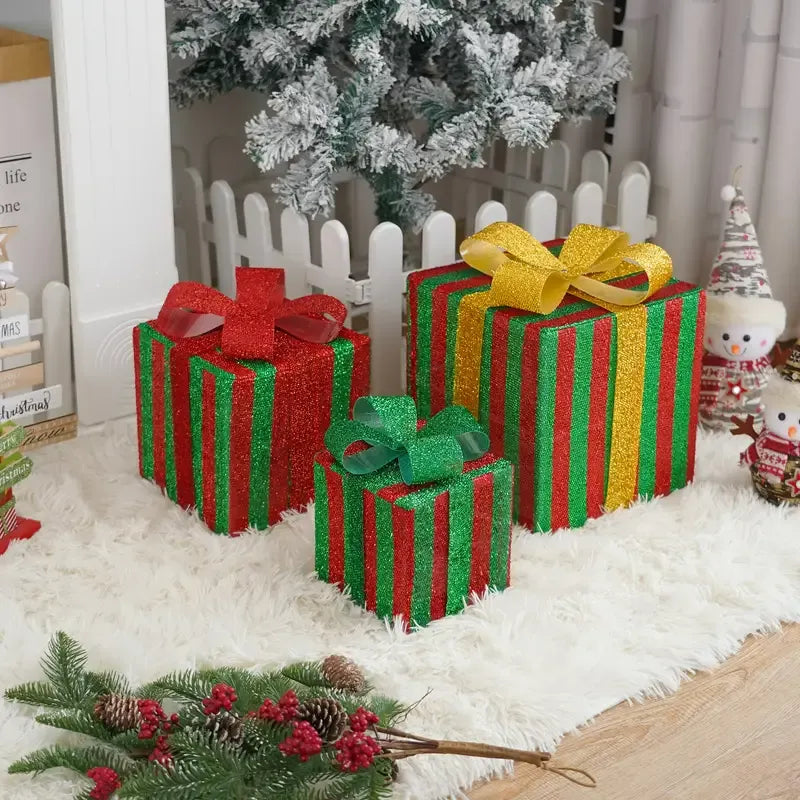 3 Pcs Christmas Gift Box Decor