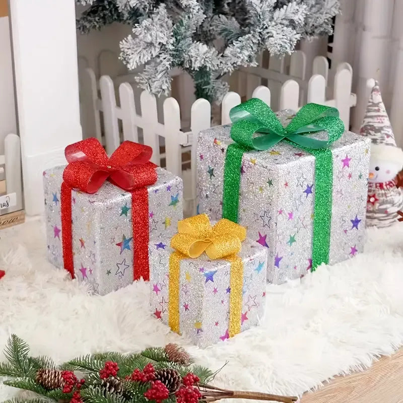 3 Pcs Christmas Gift Box Decor