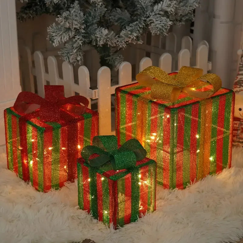 3 Pcs Christmas Gift Box Decor