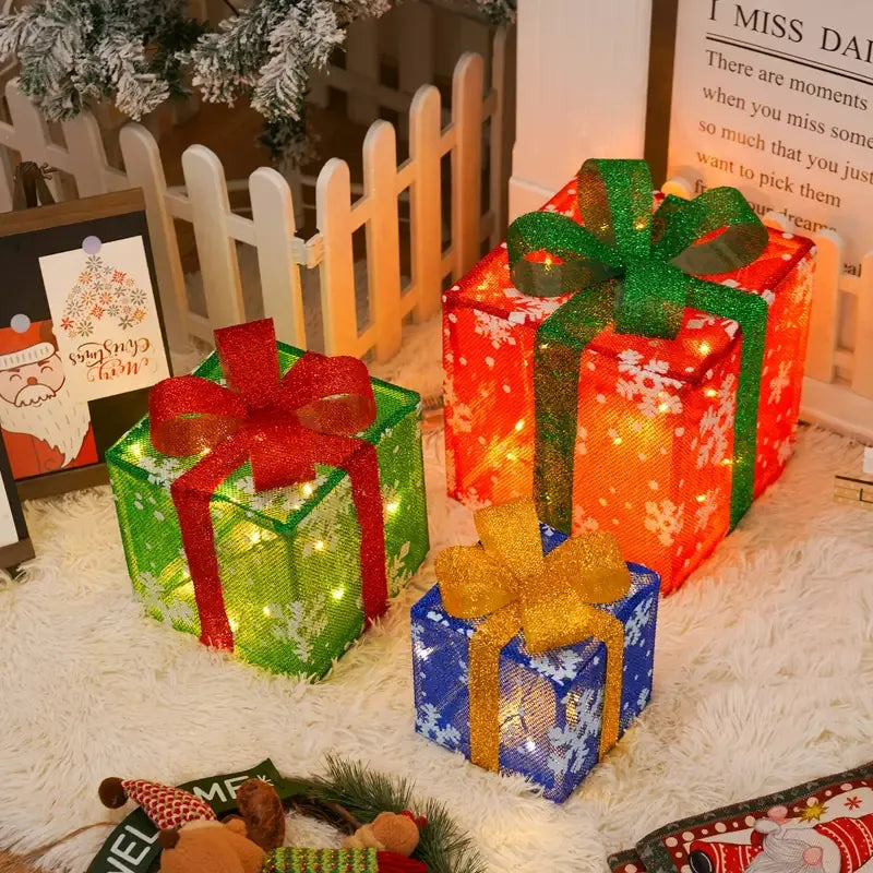 3 Pcs Christmas Gift Box Decor