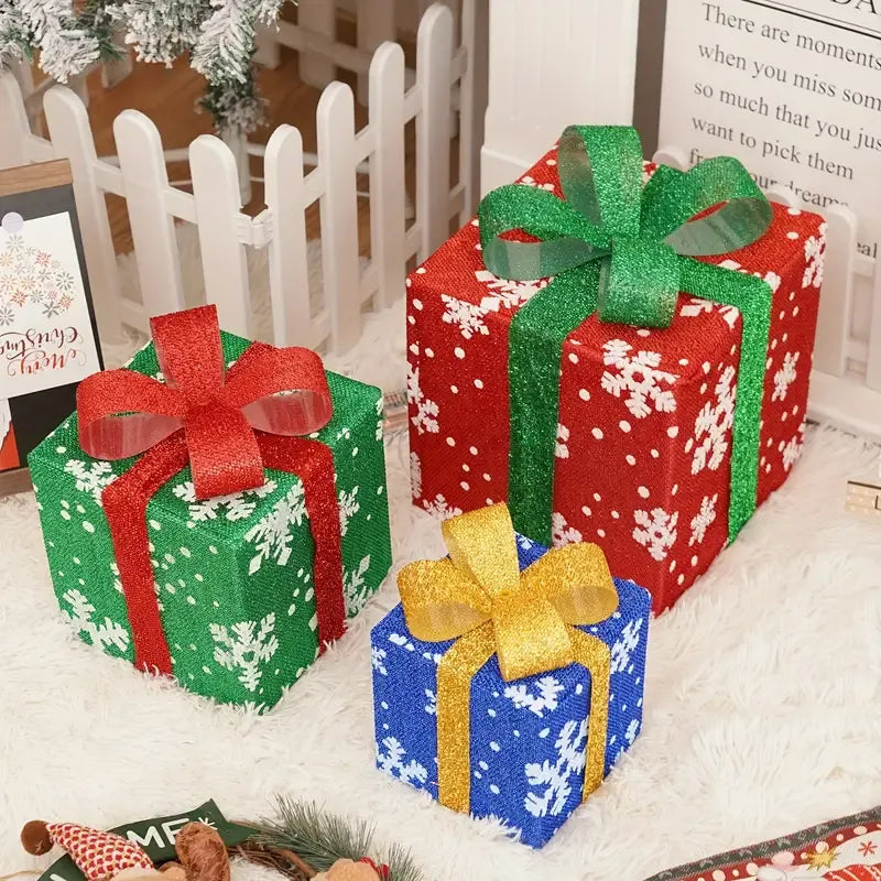 3 Pcs Christmas Gift Box Decor