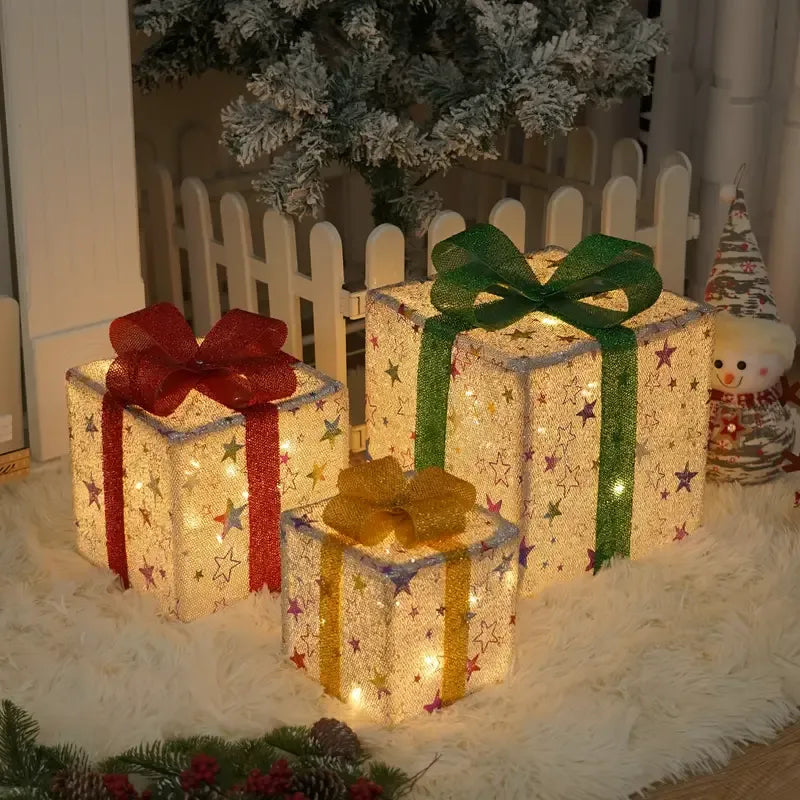 3 Pcs Christmas Gift Box Decor