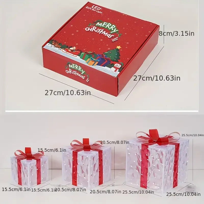 3 Pcs Christmas Gift Box Decor