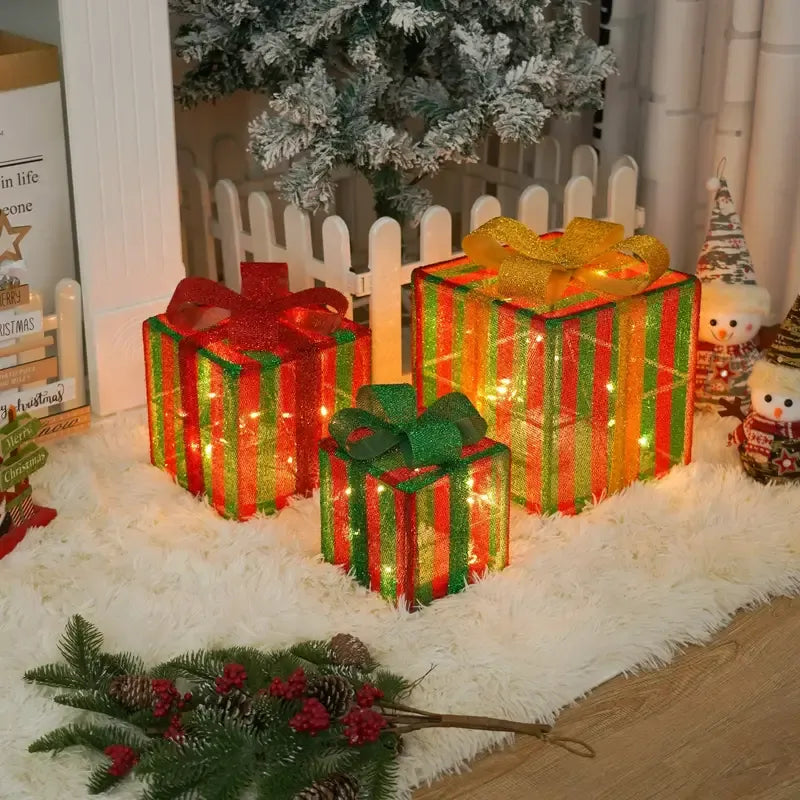 3 Pcs Christmas Gift Box Decor