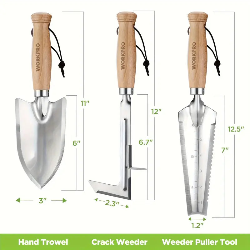3 Pcs Stainless Steel Garden Tool Set