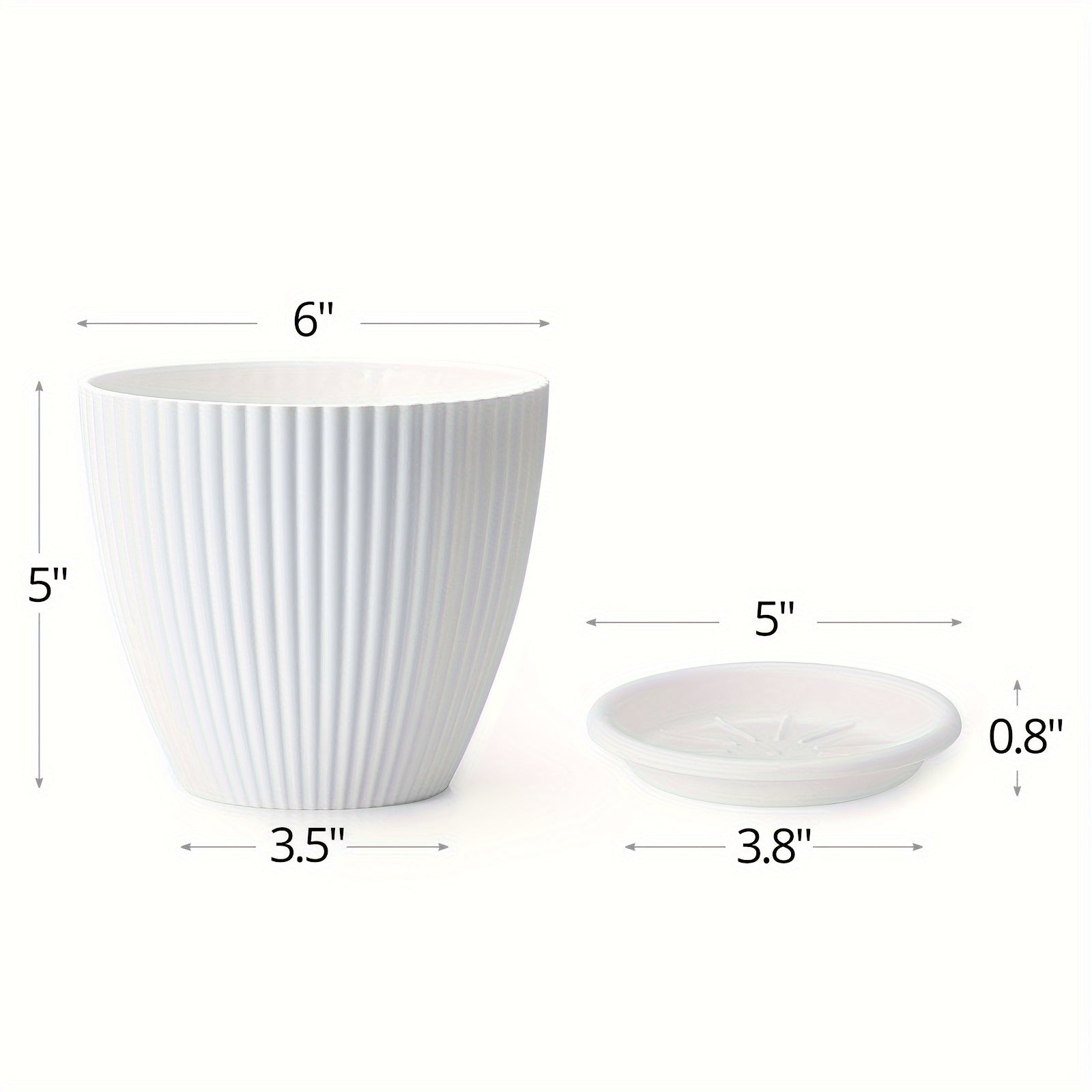 5 Pcs Plant Pots with Saucers - White