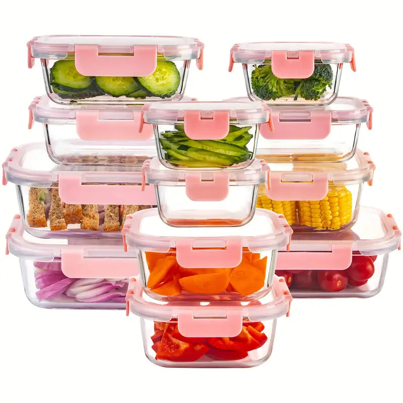 12 Packs Glass Lunch Box with Airtight Lids