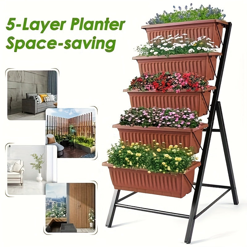 4 Ft Vertical Herb Garden Planter - Brown and Black