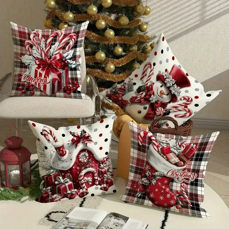 4 Pcs Christmas Pillow Covers 18x18