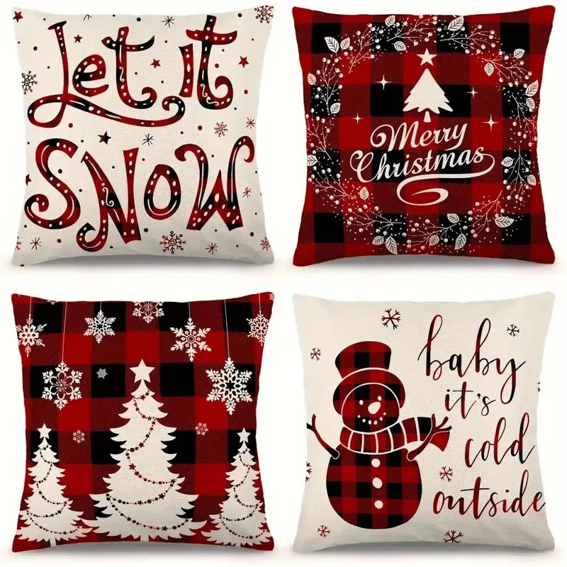 4 Pcs Christmas Pillow Covers 18x18