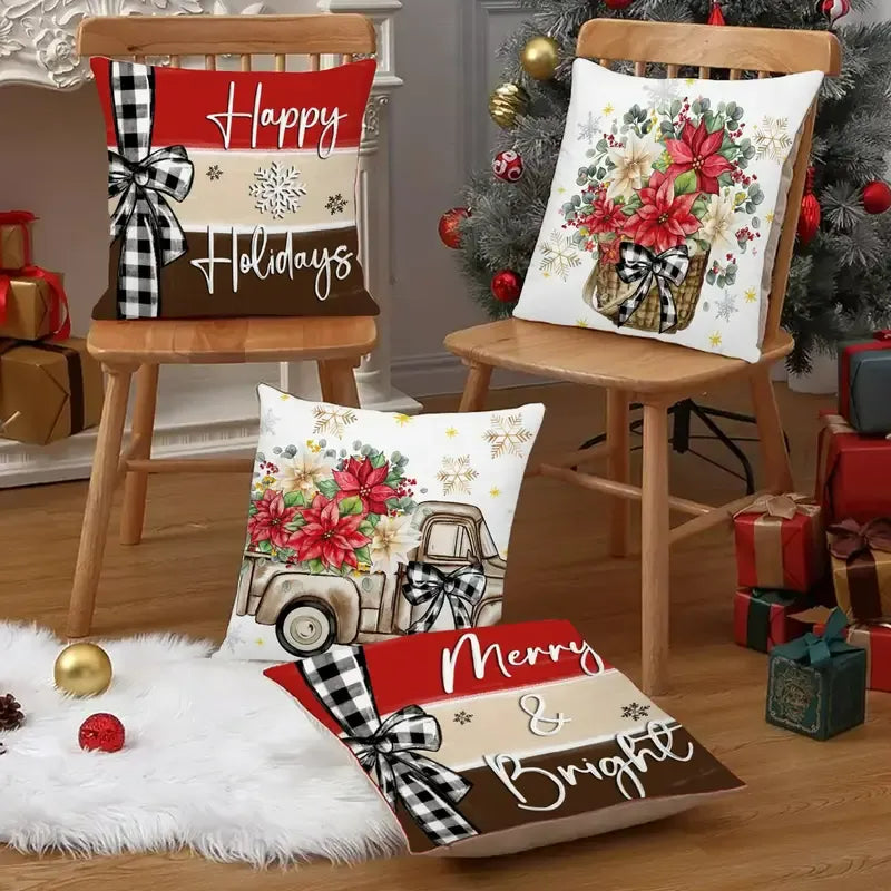 4 Pcs Christmas Pillow Covers 18x18