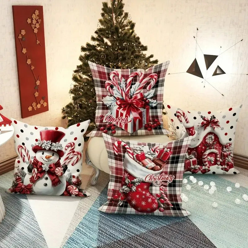 4 Pcs Christmas Pillow Covers 18x18